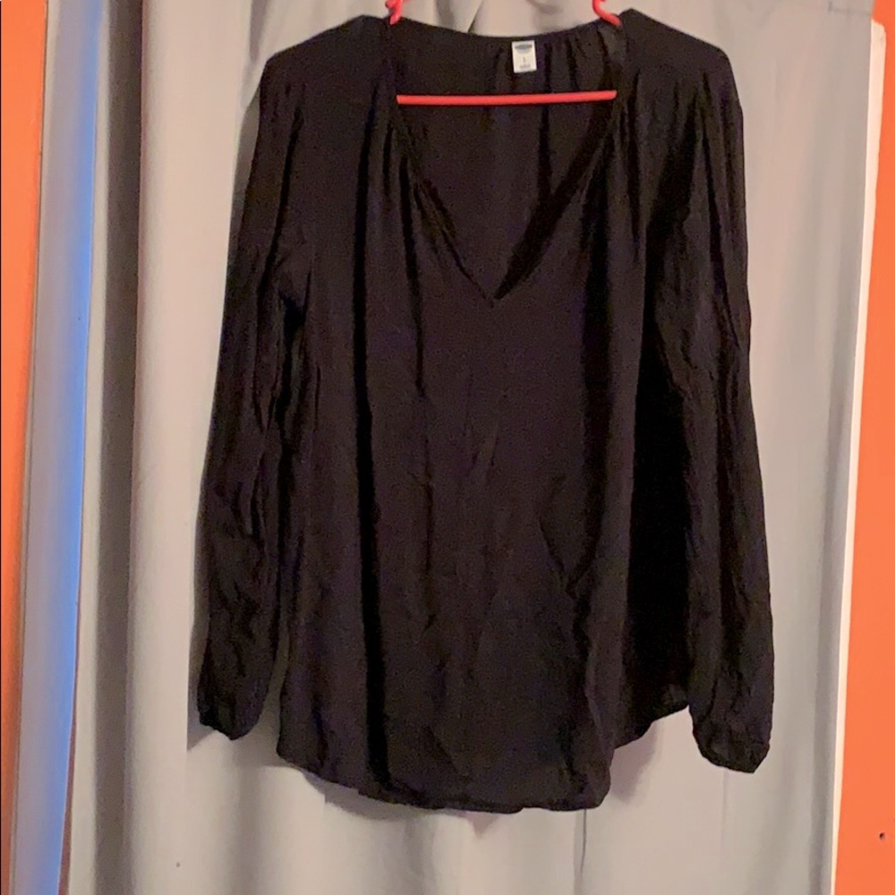 Black V-Neck Blouse